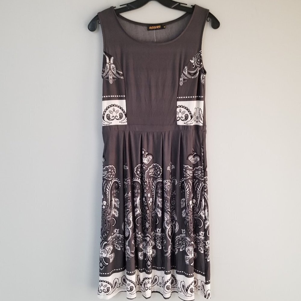 Reborn Dress-Grey with Paisley Design Size M